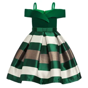 Toddler Girls' Birthday & Party Dress – Striped Princess Gown (Ages 2–9)